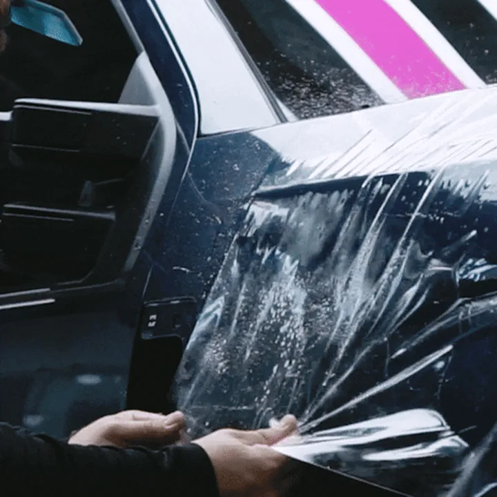 Paint protection film installation in progress